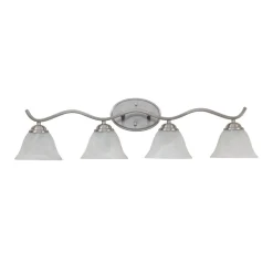 Nickel 4-Light Cloud Glass Bell Shade Vanity Light