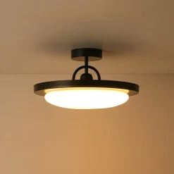 Nordic Black White Dimmable LED Round Semi Flush Mount