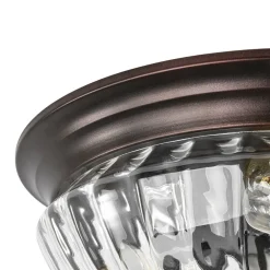 Oil Rubbed Bronze Fluted Glass Flush Mount Ceiling Light
