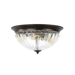 Oil Rubbed Bronze Fluted Glass Flush Mount Ceiling Light