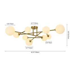 Opal Glass Bubble Brass Linear Sputnik Semi Flush Mount