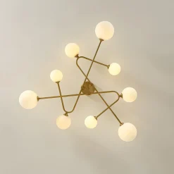 Opal Glass Bubble Brass Linear Sputnik Semi Flush Mount