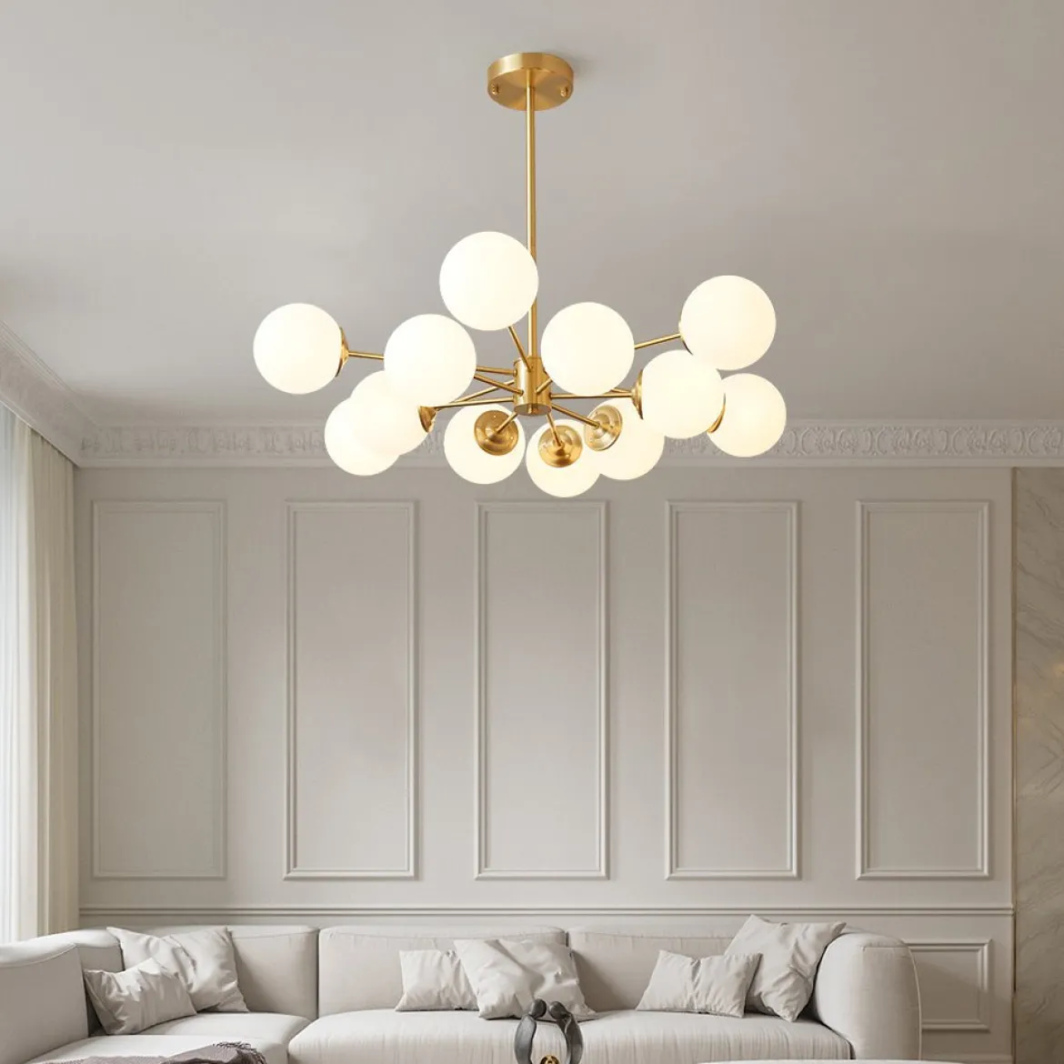 Opal Glass Globe Sputnik Chandelier