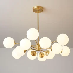 Opal Glass Globe Sputnik Chandelier