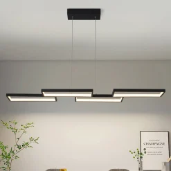 (OpenBox) Black 4-light Rectangular Dimmable LED Kitchen Island Pendant