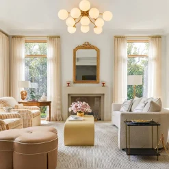 (OpenBox) Bloom Brass Frosted Glass Bubble Semi Flush Chandelier