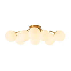 (OpenBox) Bloom Brass Frosted Glass Bubble Semi Flush Chandelier