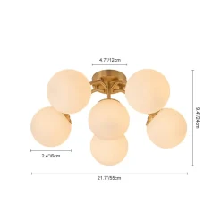 (OpenBox) Bloom Brass Frosted Glass Bubble Semi Flush Chandelier