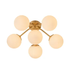 (OpenBox) Bloom Brass Frosted Glass Bubble Semi Flush Chandelier