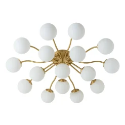 (OpenBox) Bloom Brass Frosted Glass Bubble Semi Flush Chandelier