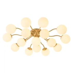 (OpenBox) Bloom Brass Frosted Glass Bubble Semi Flush Chandelier