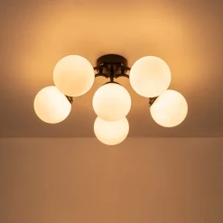 (OpenBox) Bloom Brass Frosted Glass Bubble Semi Flush Chandelier