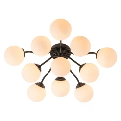 (OpenBox) Bloom Brass Frosted Glass Bubble Semi Flush Chandelier