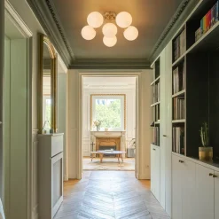(OpenBox) Bloom Brass Frosted Glass Bubble Semi Flush Chandelier