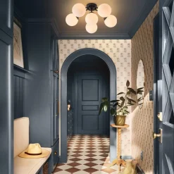 (OpenBox) Bloom Brass Frosted Glass Bubble Semi Flush Chandelier