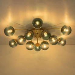 (OpenBox) Bloom 12-Light Blue Glass Bubble Semi Flush Chandelier