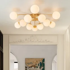 (OpenBox) Blossom 12-Light Opal Glass Bubble Semi Flush Chandelier