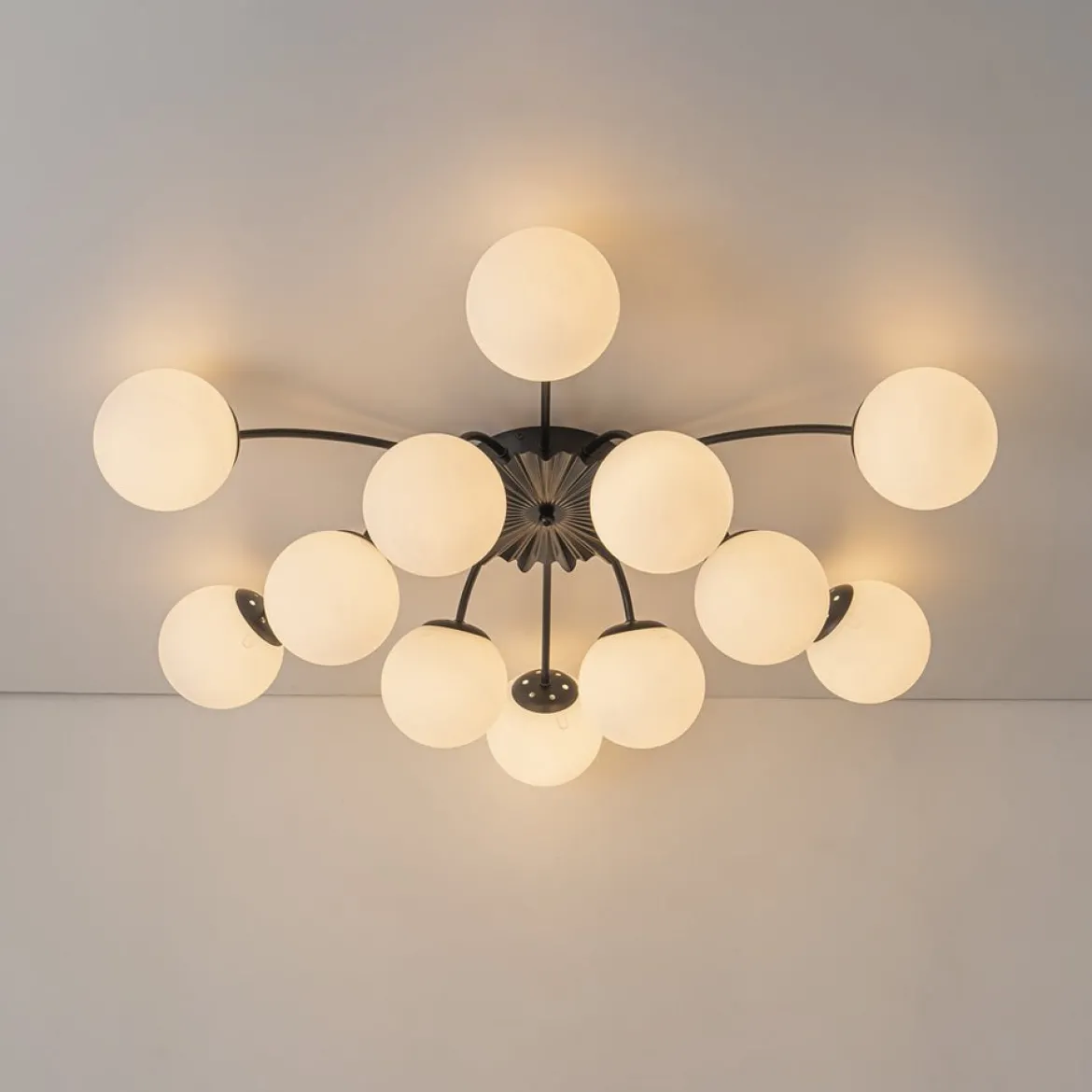 (OpenBox) Blossom 12-Light Opal Glass Bubble Semi Flush Chandelier