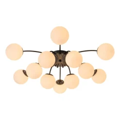 (OpenBox) Blossom 12-Light Opal Glass Bubble Semi Flush Chandelier