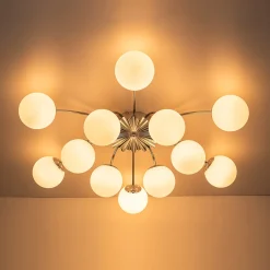 (OpenBox) Blossom 12-Light Opal Glass Bubble Semi Flush Chandelier