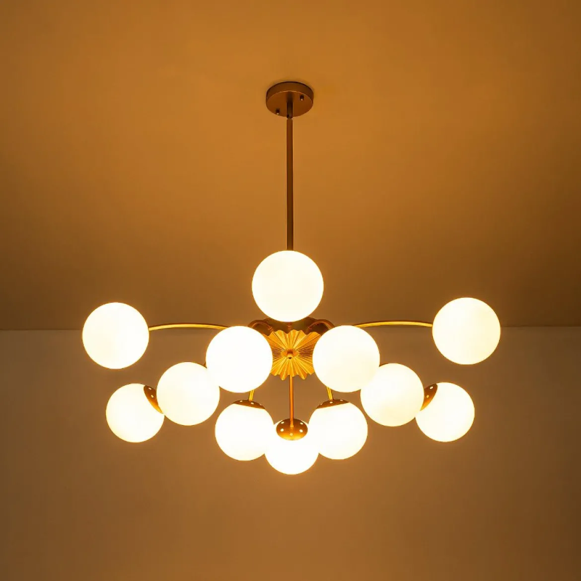 (OpenBox) Blossom 12-Light Opal Glass Bubble Semi Flush Chandelier