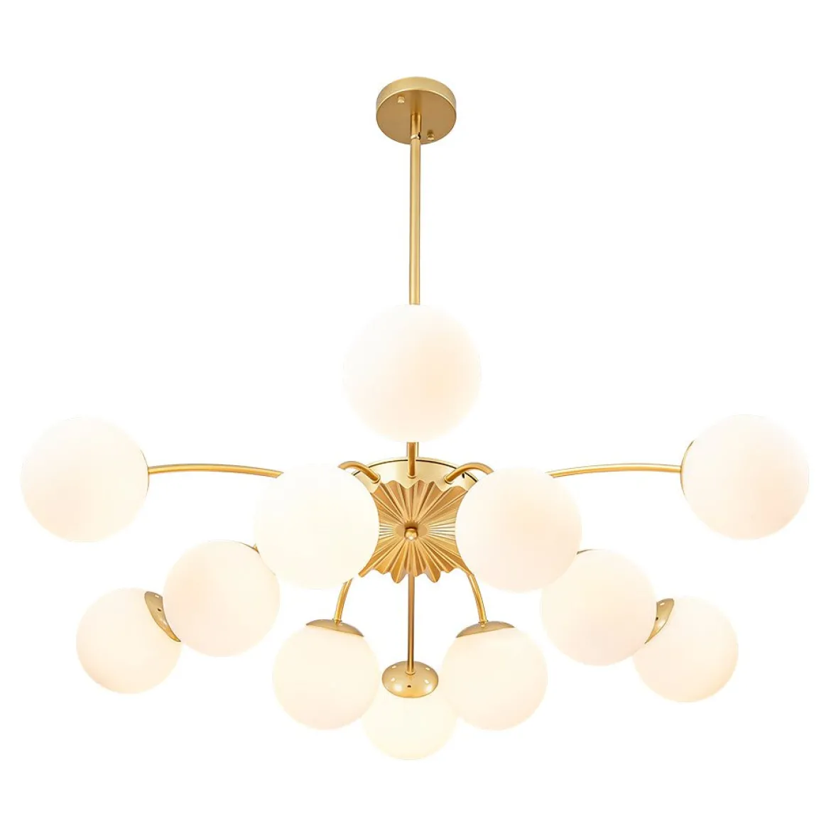 (OpenBox) Blossom 12-Light Opal Glass Bubble Semi Flush Chandelier