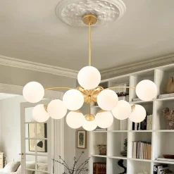 (OpenBox) Blossom 12-Light Opal Glass Bubble Semi Flush Chandelier