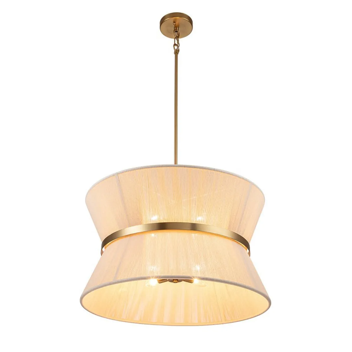 (OpenBox) Boho 2-Tier Woven Thread Tapered Drum Pendant Light