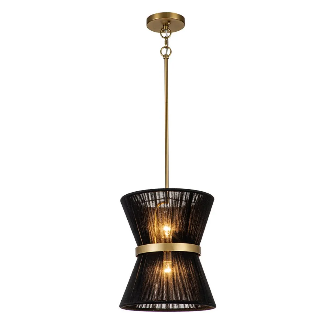 (OpenBox) Boho 2-Tier Woven Thread Tapered Drum Pendant Light