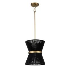 (OpenBox) Boho 2-Tier Woven Thread Tapered Drum Pendant Light