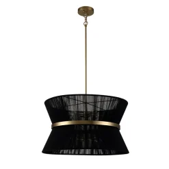(OpenBox) Boho 2-Tier Woven Thread Tapered Drum Pendant Light