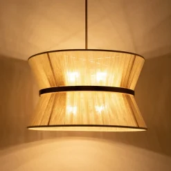 (OpenBox) Boho 2-Tier Woven Thread Tapered Drum Pendant Light