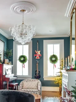 (OpenBox) Brass Cluster Ribbed Glass Globe Bubble Chandelier
