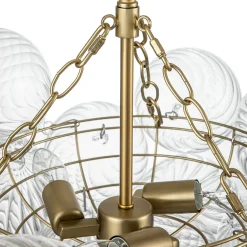 (OpenBox) Brass Cluster Ribbed Glass Globe Bubble Chandelier