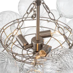 (OpenBox) Brass Cluster Ribbed Glass Globe Bubble Chandelier