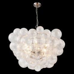 (OpenBox) Brass Cluster Ribbed Glass Globe Bubble Chandelier