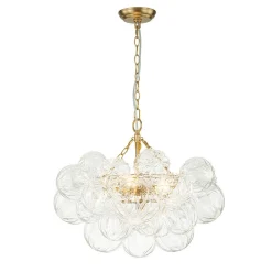 (OpenBox) Brass Cluster Sculpture Texture Glass Globe Bubble Chandelier