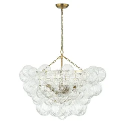 (OpenBox) Brass Cluster Sculpture Texture Glass Globe Bubble Chandelier