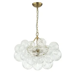 (OpenBox) Brass Cluster Sculpture Texture Glass Globe Bubble Chandelier