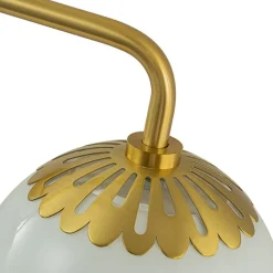 (OpenBox) Brass Daisy 3-Light Opal Glass Globe Vanity Light