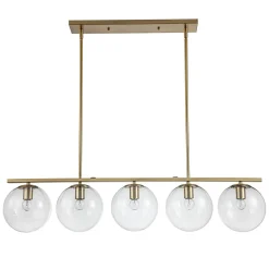 (OpenBox) Brass 5-Light Glass Globe Linear Pendant