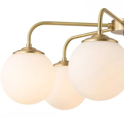 (OpenBox) Brass 6-Light Milky White Globe Round Chandelier