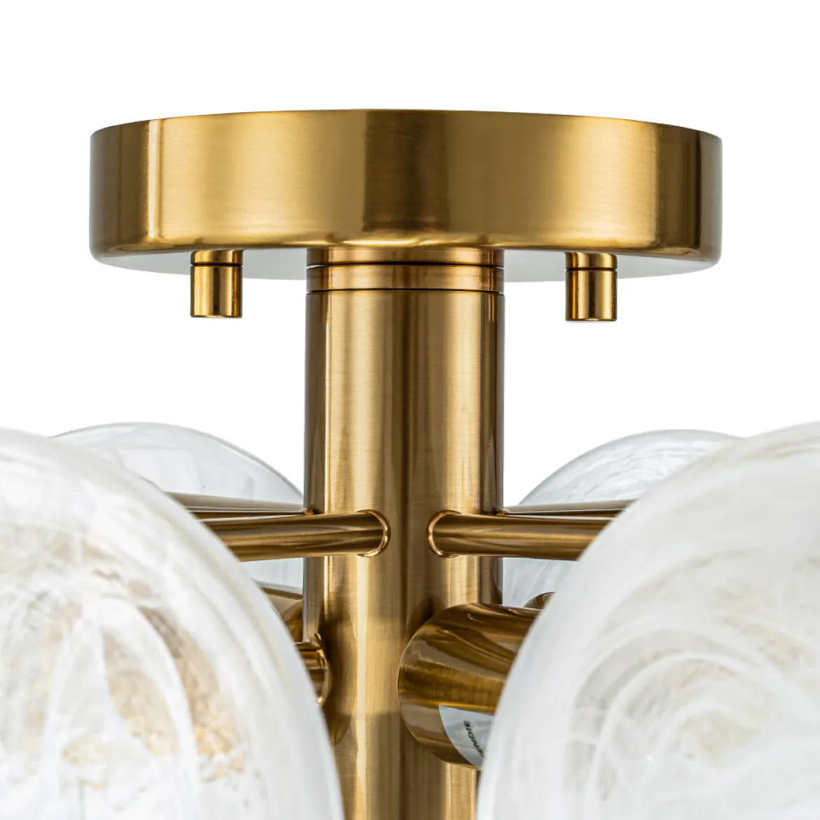 (OpenBox) Brass Tiered Opal Swirl Glass Semi Flush Chandelier