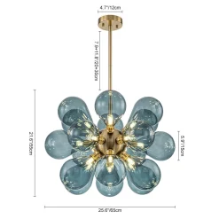 (OpenBox) Cluster Blue Glass Bubble Chandelier