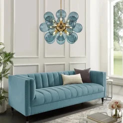 (OpenBox) Cluster Blue Glass Bubble Chandelier