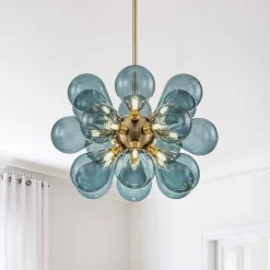 (OpenBox) Cluster Blue Glass Bubble Chandelier