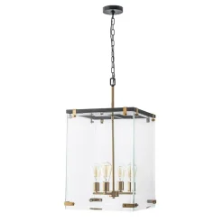 (OpenBox) Contemporary Glass Wide Square Lantern Pendant Chandelier