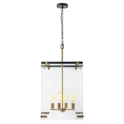 (OpenBox) Contemporary Glass Wide Square Lantern Pendant Chandelier