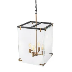 (OpenBox) Contemporary Glass Wide Square Lantern Pendant Chandelier