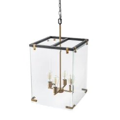 (OpenBox) Contemporary Glass Wide Square Lantern Pendant Chandelier